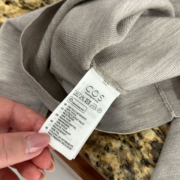 COS Beige Wool Zip Up Long Sleeve Tunic Sweater Size XS - Picture 6 of 9